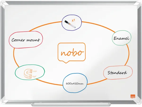 Nobo Premium Plus emaljerad whiteboard 60x45cm vit